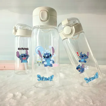 Пластиковая бутылка Disney Cup Kawaii Childen Cartoon Stitch Water Cups Бутылка для воды Портативная 400 МЛ 600 МЛ Бутылка для воды Stitch