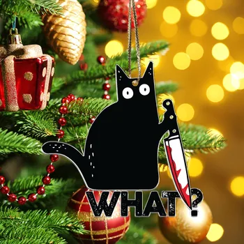 Рождественский декор Black Cat, Подвесная елка, Креативный Семейный кулон 