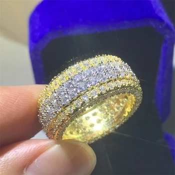 Роскошное кольцо ручной работы из стерлингового серебра 925 пробы 150шт Круглой формы с бриллиантом Cz, вечерние обручальные кольца для женщин, мужские украшения для пальцев