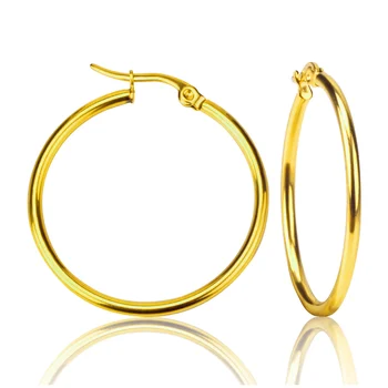 Серьги-кольца из нержавеющей стали золотистого цвета диаметром 10-75 мм для женщин и мужчин, украшения для ушей в виде большого/малого круга, бижутерия Acier, неокисляемая