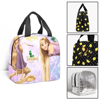 Сумка-холодильник Disney Tangled Rapunzel Princess, Сумки для пикника, Детские дорожные сумки для ланча, Детская школьная изолированная сумка для ланча