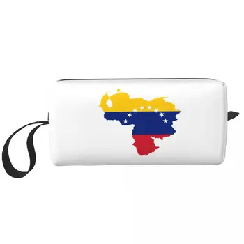 Сумки для макияжа с картой флага Венесуэлы, Венесуэльская косметичка для туалетных принадлежностей, стильная водонепроницаемая сумка для хранения кошелька