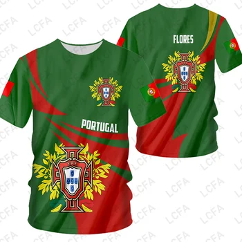Футболка с флагом Португалии, свободная винтажная футболка с коротким рукавом для Чемпионата мира по футболу в Катаре, мужская одежда, модные повседневные топы уличной одежды