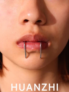 ХУАНЬЧЖИ 2023 киберпанк металлический двойной вертикальный зажим для губ женский мужской унисекс инопланетная личность украшения для тела готический хип-хоп панк