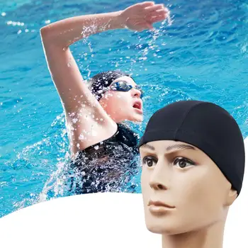 Шапочка для плавания с высокой эластичностью, водонепроницаемая, не выцветающая, Дышащая, из защитного полиэстера, эластичная спортивная шапочка, кепки-бини для женщин