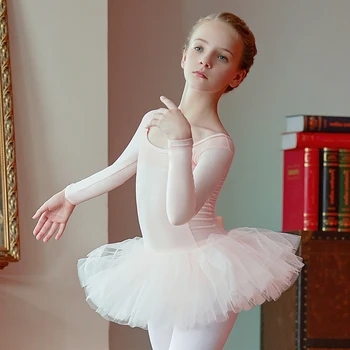 Элегантное балетное платье для девочек, танцевальная одежда с коротким рукавом, спортивная юбка, трико для занятий гимнастикой для малышей, танцевальные купальники