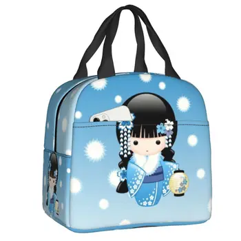 Японская кукла Кокеши, изолированный ланч-бокс для женщин, Гейша, термоохладитель, сумка для ланча, Детский школьный контейнер для еды, сумка-тоут