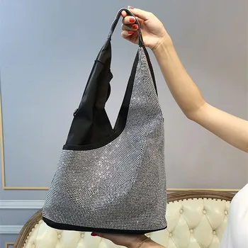 роскошная бриллиантовая большая сумка из модной южнокорейской ткани Оксфорд с воловьей кожей, легкая дорожная спортивная сумка на одно плечо